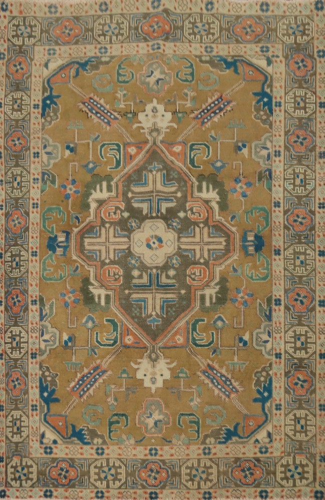 Vintage Geometric Traditional Area Rug 5×6 Hand-knotted Wool Carpet for Any Room