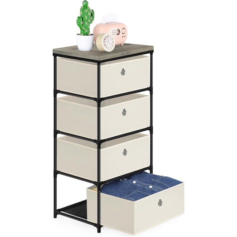 Fabric Storage Chest, Drawer Clothes Organizer with 4 Drawers for Dorm, Bedroom