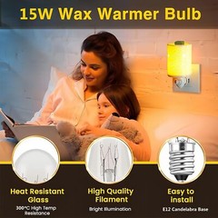 Best 12 Pack Wax Warmer Bulbs 15 Watt Light Bulbs for Scentsy Plug C7/120V/E12