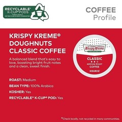 Krispy Kreme Classic Coffee, Keurig Single Serve K-Cup Pods, Medium Roast, 96 Ct