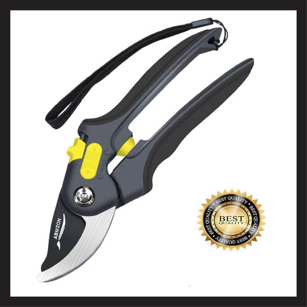 Professional Titanium Plated Pruning Hand Shears, Safety Lock Gardening Scissors