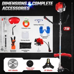 52cc 2-Cycle Weed Wacker Gas Powered 3-in-1 String Trimmer/Edger Grass Trimmer