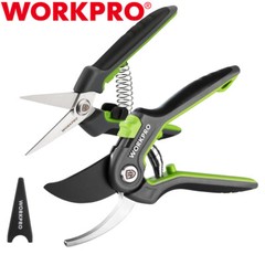 WORKPRO 2PC Pruning Shears 8″ Bypass Pruning Shear 6.25″ Straight Garden Scissor