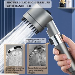 High Pressure Shower Head, Handheld shower head with 5 Filters,1.5m hose