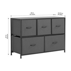 Mainstays 5 Drawer 40″ Wide Fabric Storage Dresser for Bedroom, Grey