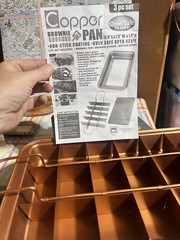 TV Direct Copper Non-Stick 3-Piece Oven Safe Brownie Pan NIB