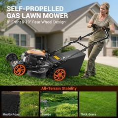 Mutaomay 21″ Gas Lawn Mower Self Propelled 3-in-1, 170cc, 17Gal Grass Catcher