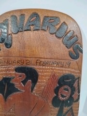 Vintage Handmade Carved Wooden Aquarius Zodiac Wall Plaque Signed by Artist Hays