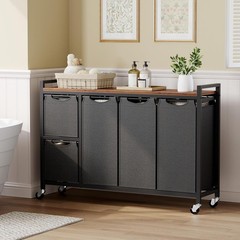 Laundry Sorter with 5 Sections, 45.5 Gal. (170 L) Laundry Hamper with Wheels and