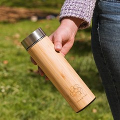 Leela Quantum Water Bottle in bamboo design, Vacuum Seal Leak-proof Lid, Cold…