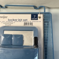 Meijer Locker Kit Set 7-Piece Blue Magnetic Shelf Mirror Dry Erase New