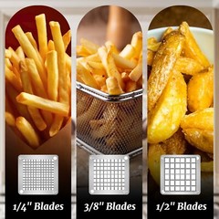 Hakka French Fry Cutter Commercial Potato Fruit Vegetable Slicer with 3 Blades
