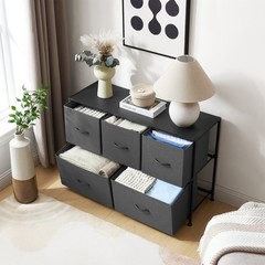 Mainstays 5 Drawer 40″ Wide Fabric Storage Dresser for Bedroom, Grey