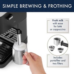 DeLonghi 33.8 Ounces Semi-Automatic Espresso Machine Black Stilos 15-Bar