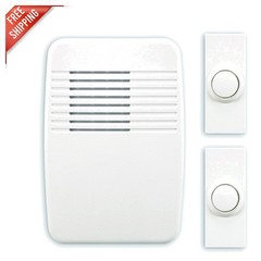 Heath/Zenith Wireless Plug-In Door Chime Kit with 2 Push Buttons – Classic White