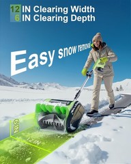 Electric Cordless Snow Shovel, 2X 3.0Ah/ 21V/ 12-Inch Battery Snow Blower wit…