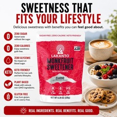 Lakanto Classic Monk Fruit Sweetener with Erythritol – 8.29 Ounce (Pack of 1)