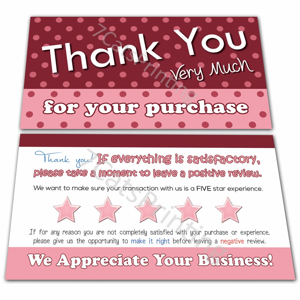 100 Thank You For Your Purchase Order Cards for eBay Poshmark Etsy Seller Notes