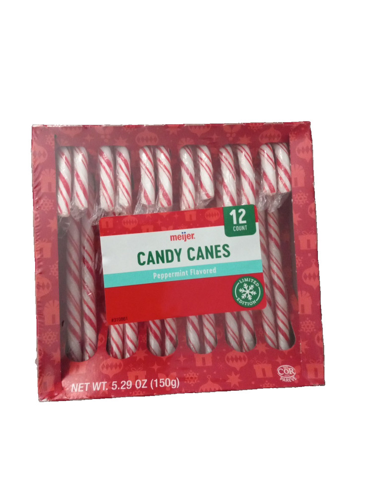 Peppermint Candy Canes Pack of 12 Red & White Meijer Holiday Christmas Sept 2026