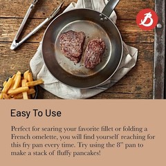 MINERAL B 8″ Carbon Steel Fry Pan: Naturally Non-Stick, French Crafted Elegance