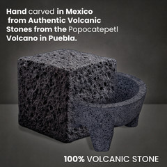 The original Molcajete Mexicano volcanic rock Handmade of Authentic Lava Rock