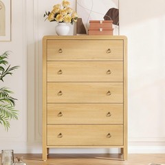 47″ Tall Wooden Chest of Drawers, 5-Drawer Dresser Living Room Organizer Cabinet