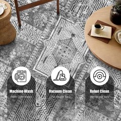 Vintage 6′ x 9′ Washable Area Rug – Stylish Indoor Rug for Living, Dining or …