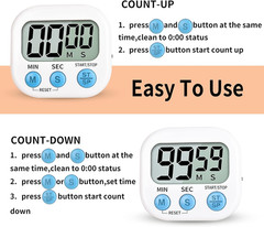 Large LCD Digital Kitchen Cooking Timer Count Down Up Clock Loud Alarm Magnetic