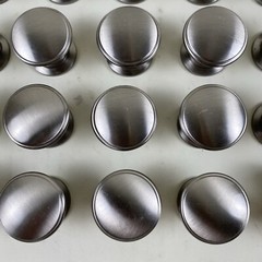 Round Brushed Nickel Silver Cabinet Drawer Knob Pull Handle – Lot of 24