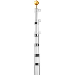 VEVOR 30FT Telescopic Flagpole Kit Heavy Duty Aluminum Flag Pole American Silver