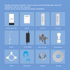 Tankless Water Filter Purifier System Filtration Reverse Osmosis RO Under Sink