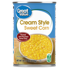 Great Value Canned Cream Style Sweet Corn, 14.75 oz Aluminum Can, 12 Pack
