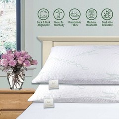 Bamboo Hypoallergenic Shredded Memory-Foam Pillows with Washable Cover