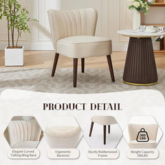 Mid-Century Modern Velvet Accent Chairs Set of 2 – Beige Wingback Design