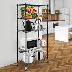 2PCS 5-Tier Shelves Wire Unit Rack Large Space Storage Rolling with 8 Casters