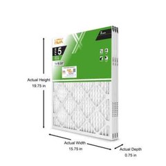 16 x 20 x 1 Standard Pleated Air Filter FPR 5, 3-Pack, Air Filters Replacement
