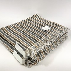 Felpinter 2Pc Bath Towels 30″ x 56” 100% Cotton Portugal Brown Gray Ivory Strip