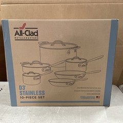 NEW All-Clad D3 10-Piece Stainless Steel Cookware Set 3-Ply Induction Oven Safe