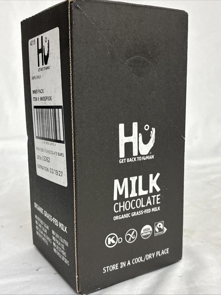 Hu Milk Chocolate Organic Grass Fed Milk 6 Bar Case No Refined Sugar Gluten Free