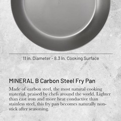 de Buyer MINERAL B Pro Carbon Steel Fry Pan – 11” Diameter, 8.3” Cooking Surface