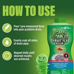 Green Gobbler Fruit Fly and Drain Fly Killer Goodbye Gel Drain Treatment 32 oz
