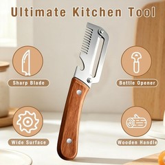 3 PCS 3-in-1 Multifunctional Vegetable Peeler with Wooden Handle,Julienne Slicer