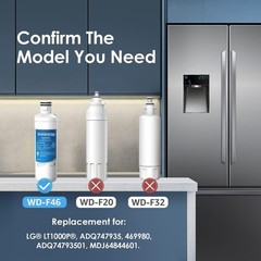 Waterdrop Refrigerator Water Filter Air Filter Replacement for LG® LT1000P®, (4)