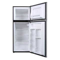Galanz 4.6 cu ft Stainless Steel Mini Fridge with Freezer—compact, energy-effici