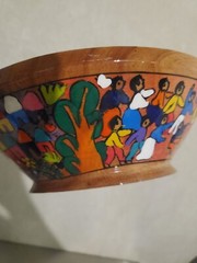 Beautiful Vibrantly Painted Wooden Decorative Bowl Cozumel Mexico