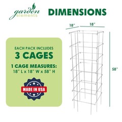 Garden Elements 8-Leg Big Brother Square Collapsible Tomato Cages, 58” (3 pack)