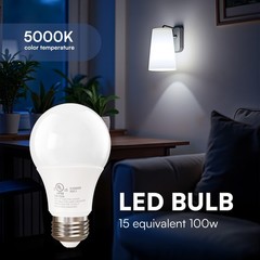 4/6/12/24Pack A19 LED Bulbs 15W 100W Equivalent Daylight 5000K, E26 Base 120V