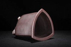 6.02in Chinese Classical Refine Zisha Handmade Triangle Potted Bonsai Plant Pot