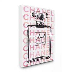 16 In. X 20 In. “Glam Perfume Bottle with Words Pink Black” by Amanda Greenwood