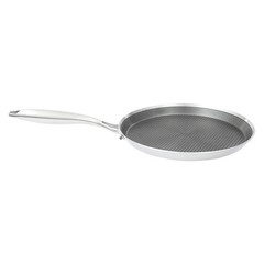 10-Inch Stainless Steel Non-Stick Crepe Pan with Flat Design for Easy Cooking